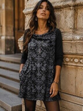 4/$15 Vintage Dress Boho Chic Pockets 3/4 Sleeve Reborn Sustainable Eco Friendly